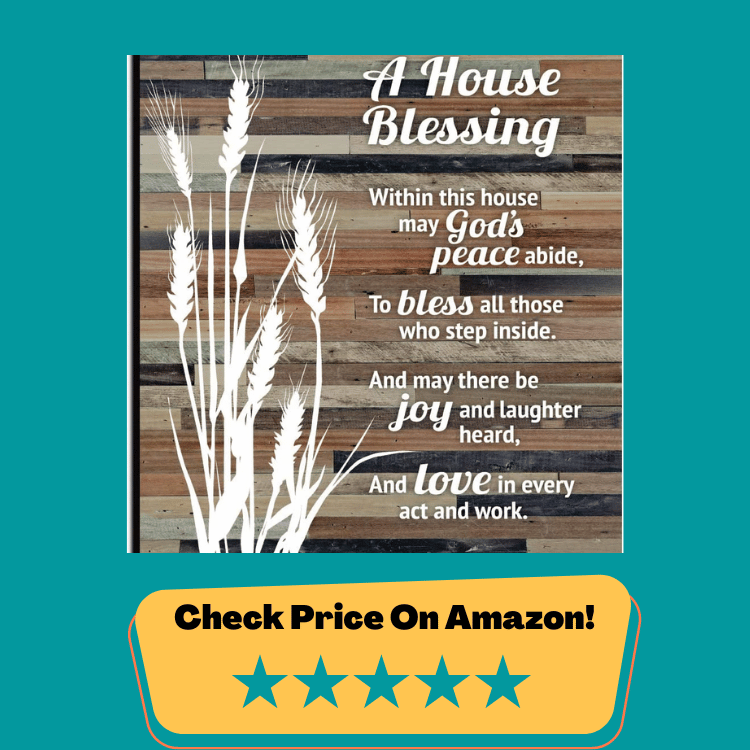 #6 House Blessing Rustic Wood Plaque - Keyhole for Hanging 11.75 x 15 Inch | Vertical Plaques Wall Art Decoration for Your Home or Office | A House Blessing within this house may God's Peace abide