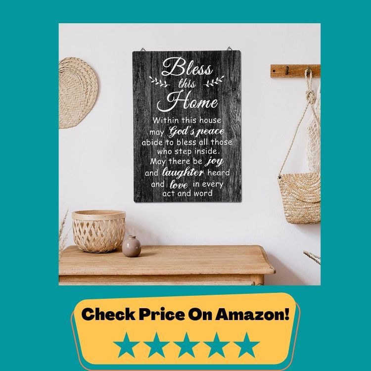 #1 House Warming Gifts Bless this Home Wall Decor House Blessing Plaque Farmhouse Entryway Sign Wood Rustic Sign for Christmas Homeowner Gift  
