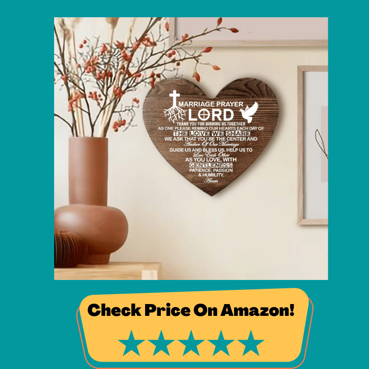 #5 Marriage Prayer Wood Plaque Inspiring Quote, Wood Sign, Wood Signs Quote for Crafts, Gift Wood Heart, Classy Wedding Gift or Marriage Gifts, for Couple - Ideal Bridal Shower Gift